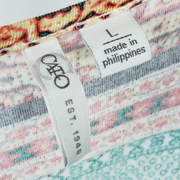 Cato Top size Large Green Pink Stripe Wrap Blouse - Picture 7 of 7